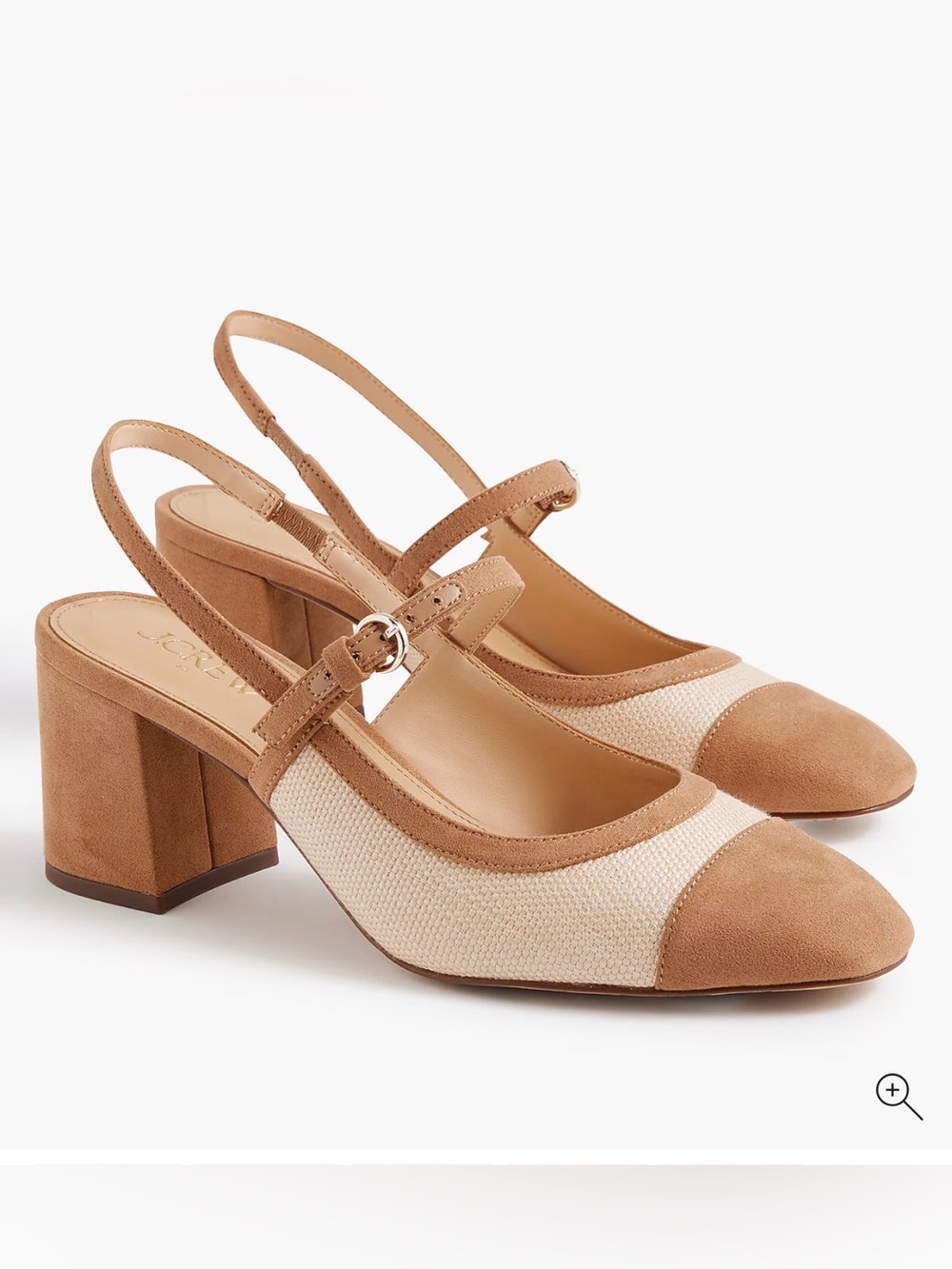 J. Crew Factory Tan and Cream Block Heel Slingback Pumps